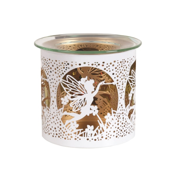 Tealight Wax Melter and Candle Holder - White & Gold Silhouette Melter Fairy Tealight Wax Melter and Candle Holder - White & Gold Silhouette Melter Fairy