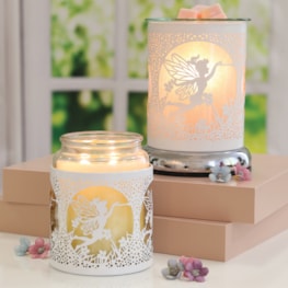 Tealight Wax Melter and Candle Holder - White & Gold Silhouette Melter Fairy Tealight Wax Melter and Candle Holder - White & Gold Silhouette Melter Fairy