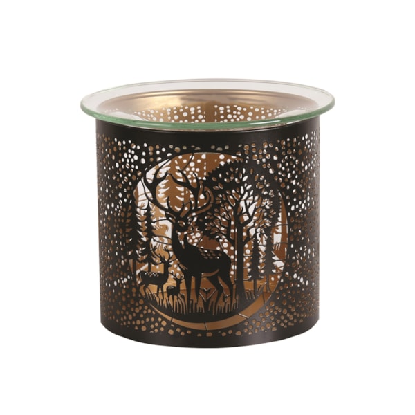 Tealight Wax Melter and Candle Holder - Black & Gold Silhouette Deer Family Tealight Wax Melter and Candle Holder - Black & Gold Silhouette Deer Family