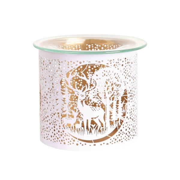 Tealight Wax Melter and Candle Holder -White&Gold Silhouette Melter Deer Family Tealight Wax Melter and Candle Holder -White&Gold Silhouette Melter Deer Family