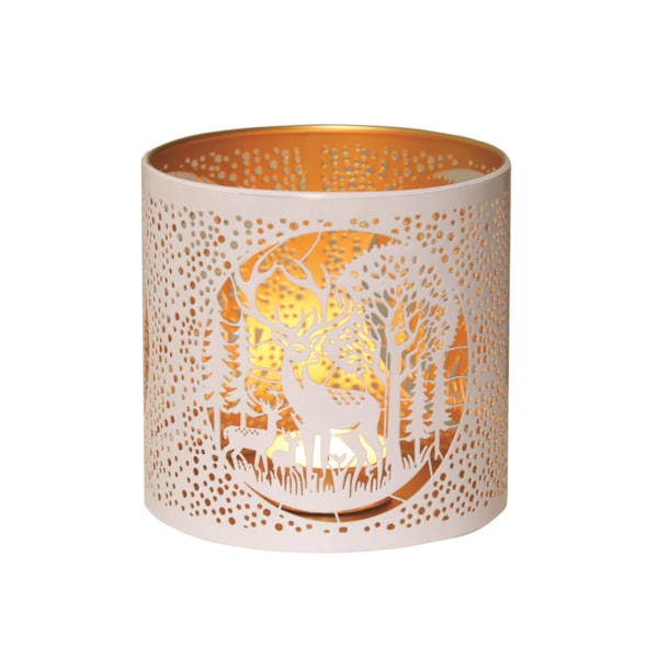 Tealight Wax Melter and Candle Holder -White&Gold Silhouette Melter Deer Family Tealight Wax Melter and Candle Holder -White&Gold Silhouette Melter Deer Family