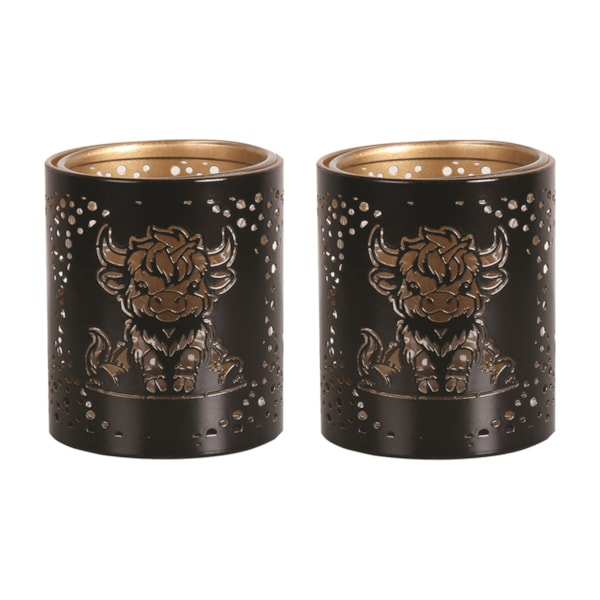 Votive Holder Metal Silhouette – Black and Gold Highland set of two Votive Holder Metal Silhouette – Black and Gold Highland set of two