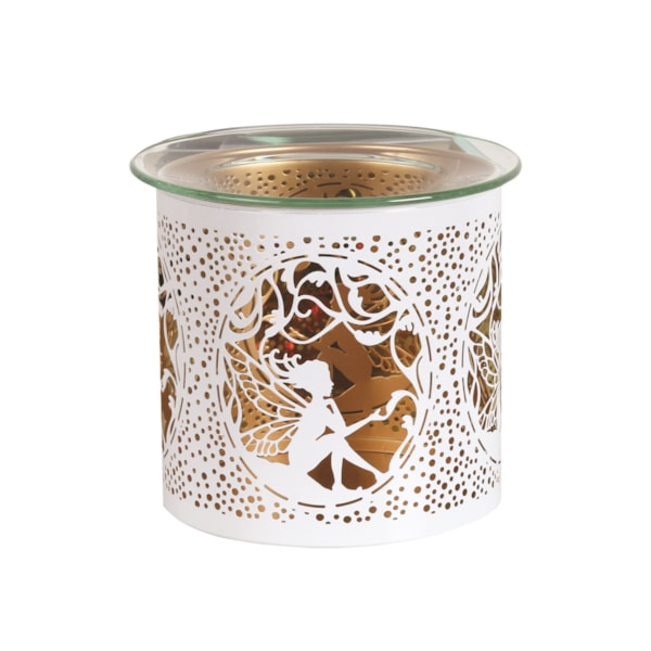 Tealight Wax Melter and Candle Holder -White & Gold Silhouette Melter seat fairy Tealight Wax Melter and Candle Holder -White & Gold Silhouette Melter seat fairy