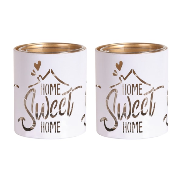 Votive Holder Metal Silhouette – White and Gold Home set of two Votive Holder Metal Silhouette – White and Gold Home set of two