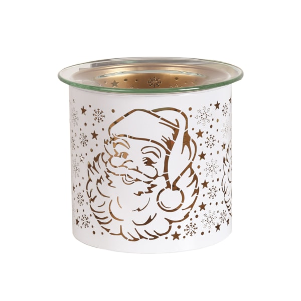 Tealight Wax Melter and Candle Holder - White & Gold Silhouette Melter Santa Tealight Wax Melter and Candle Holder - White & Gold Silhouette Melter Santa