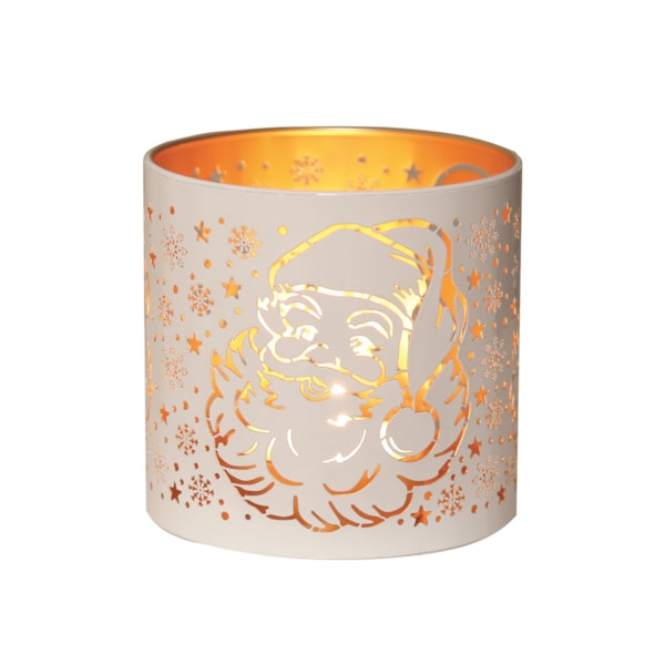 Tealight Wax Melter and Candle Holder - White & Gold Silhouette Melter Santa Tealight Wax Melter and Candle Holder - White & Gold Silhouette Melter Santa