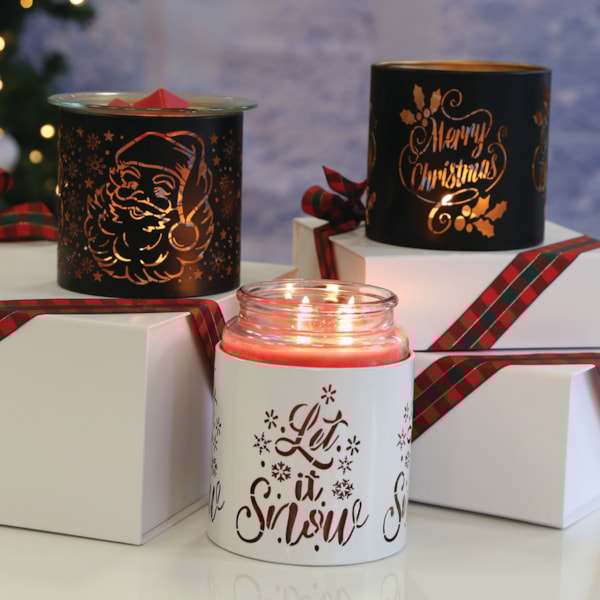 Tealight Wax Melter and Candle Holder-White & Gold Silhouette Melter Let it Snow Tealight Wax Melter and Candle Holder-White & Gold Silhouette Melter Let it Snow