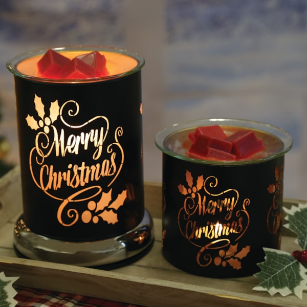 Tealight Wax Melter and Candle Holder - Black & Gold Silhouette Melter Merry Tealight Wax Melter and Candle Holder - Black & Gold Silhouette Melter Merry