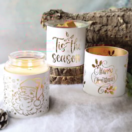 Tealight Wax Melter and Candle Holder - White & Gold Silhouette Melter Merry Tealight Wax Melter and Candle Holder - White & Gold Silhouette Melter Merry
