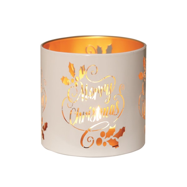 Tealight Wax Melter and Candle Holder - White & Gold Silhouette Melter Merry Tealight Wax Melter and Candle Holder - White & Gold Silhouette Melter Merry