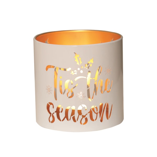 Tealight Wax Melter and Candle Holder - White & Gold Silhouette Melter Tis the Tealight Wax Melter and Candle Holder - White & Gold Silhouette Melter Tis the