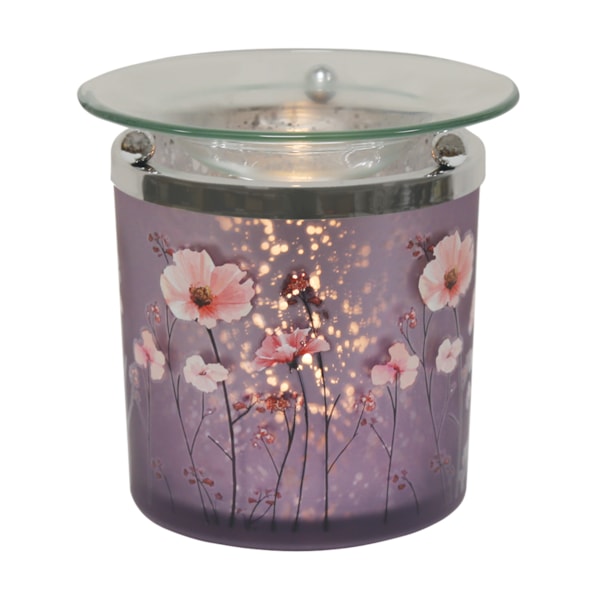 Tealight Wax Melter Purple Floral 10cm