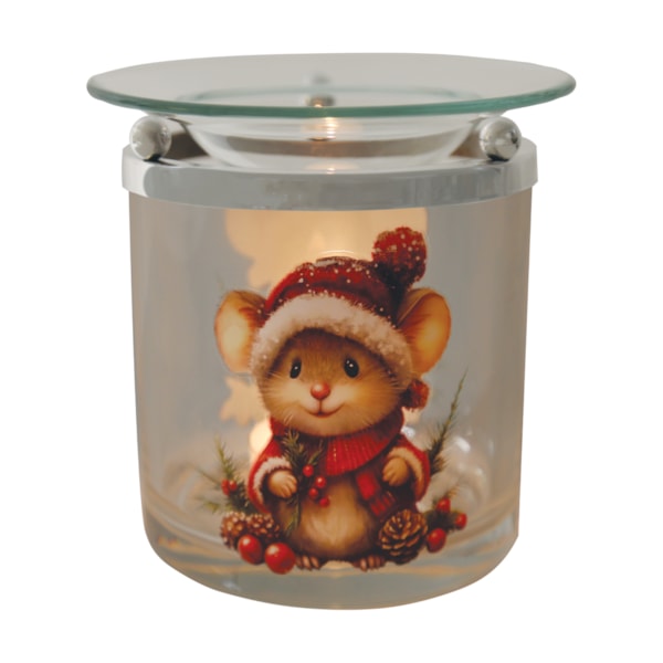 Tealight Wax Melter Festive Mouse 10cm