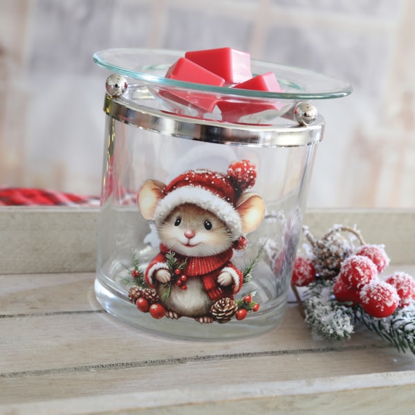 Tealight Wax Melter Festive Mouse 10cm Tealight Wax Melter Festive Mouse 10cm