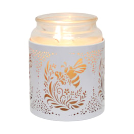 Tealight Wax Melter and Candle Holder - White & Gold Bee 10.5cm