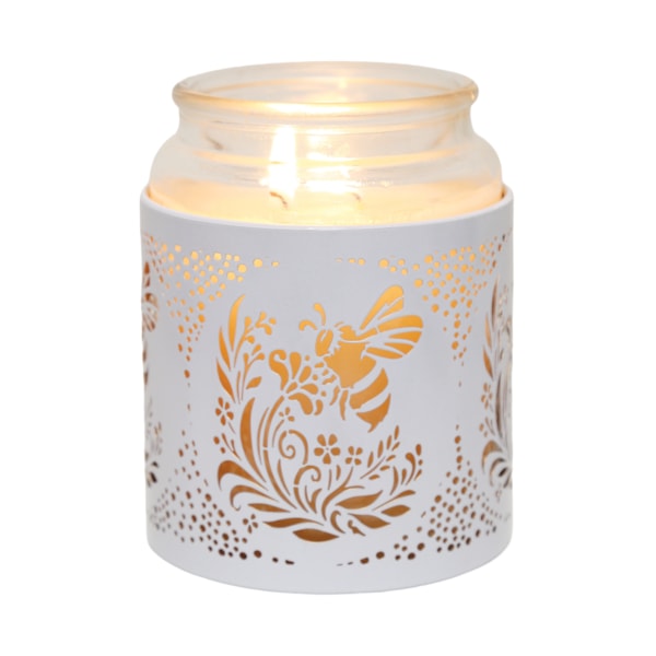 Tealight Wax Melter and Candle Holder - White & Gold Bee 10.5cm
