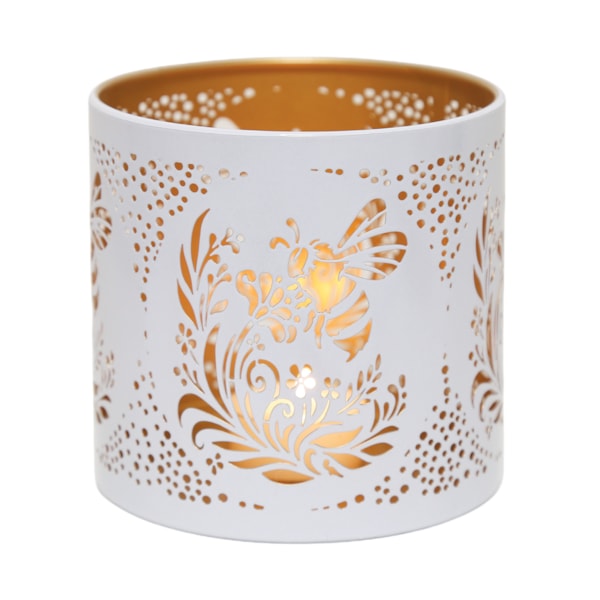 Tealight Wax Melter and Candle Holder - White & Gold Bee 10.5cm Tealight Wax Melter and Candle Holder - White & Gold Bee 10.5cm