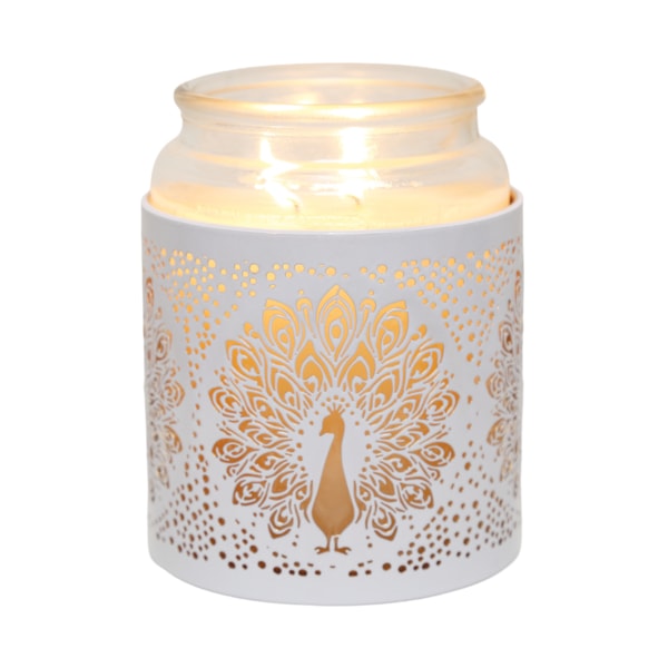 Tealight Wax Melter and Candle Holder - White & Gold Peacock 10.5cm Tealight Wax Melter and Candle Holder - White & Gold Peacock 10.5cm