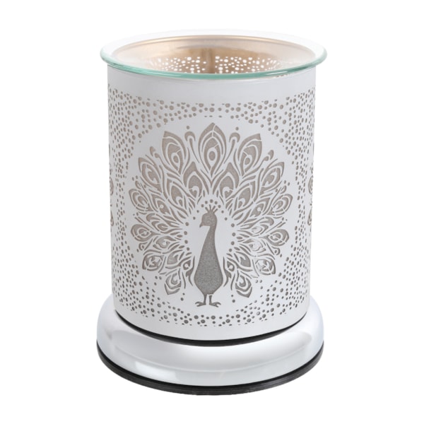 Electric Wax Melter Touch - White Silhouette Peacock 17cm