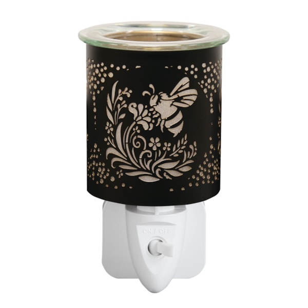 Wax Melter Plug In - Black & Gold Silhouette Bee 13cm