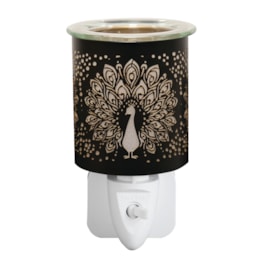 Wax Melter Plug In - Black & Gold Silhouette Peacock 13cm Wax Melter Plug In - Black & Gold Silhouette Peacock 13cm