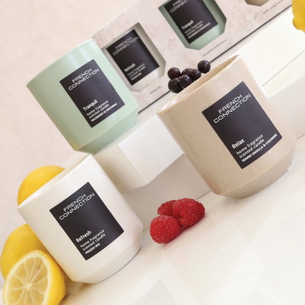 The Stone Collection Trio of Candles Set by French Connection 3 x 140g The Stone Collection Trio of Candles Set by French Connection 3 x 140g