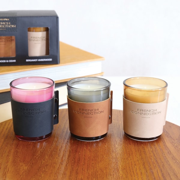Leather Range Trio of Candles Set by French Connection 3x54g Candles