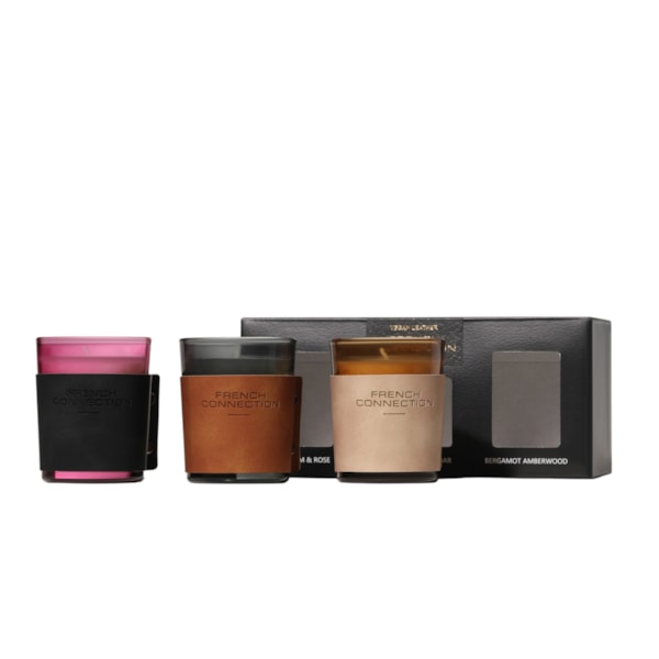 Leather Range Trio of Candles Set by French Connection 3x54g Candles