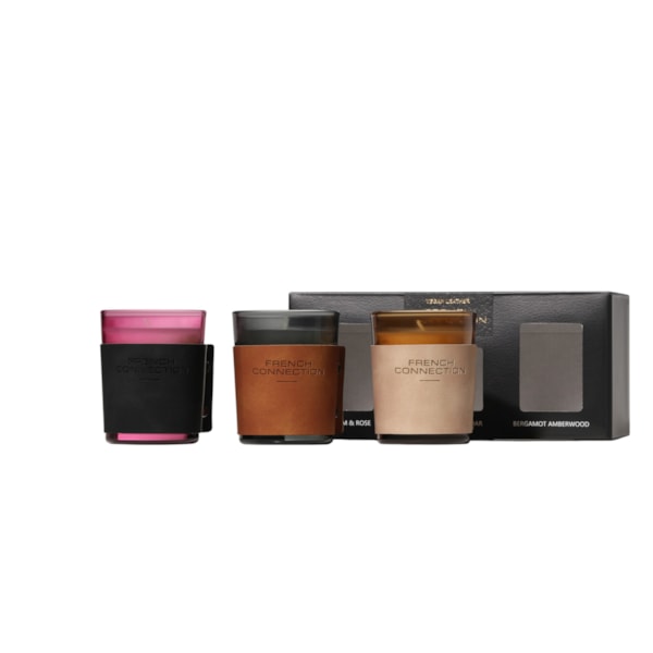 Leather Range Trio of Candles Set by French Connection 3x54g Candles