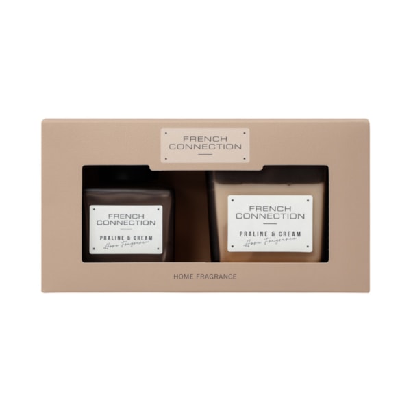 Praline Cream Candle & Diffuser Gift Set by French Connection 100ml/220g Praline Cream Candle & Diffuser Gift Set by French Connection 100ml/220g