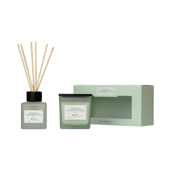 Mango Mojito Candle & Diffuser Gift Set by French Connection 100ml/220g Mango Mojito Candle & Diffuser Gift Set by French Connection 100ml/220g