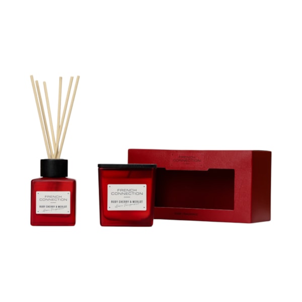 Ruby Cherry & Merlot Candle and Diffuser Gift Set by French Connection 100ml/220 Ruby Cherry & Merlot Candle and Diffuser Gift Set by French Connection 100ml/220