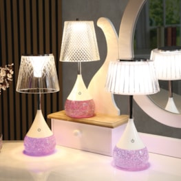 Lined Shade LED Colour Changing Glitter Lamp 15 x 28cm Lined Shade LED Colour Changing Glitter Lamp 15 x 28cm