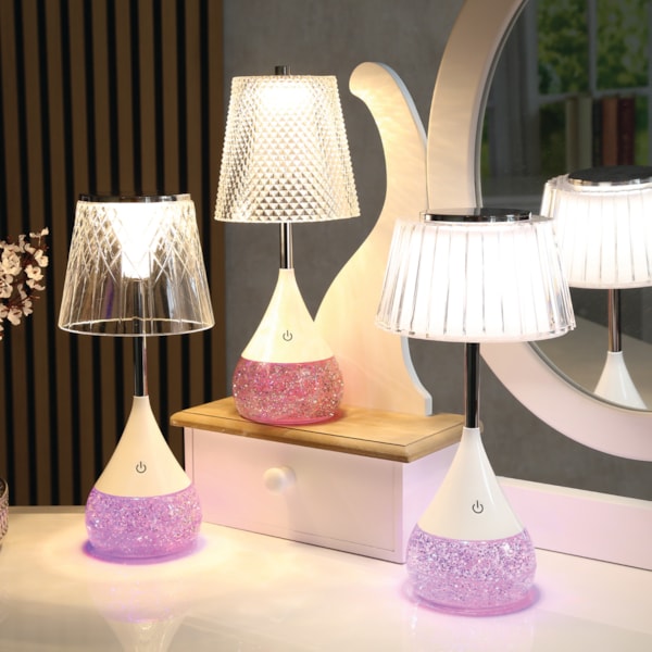 Lined Shade LED Colour Changing Glitter Lamp 15 x 28cm Lined Shade LED Colour Changing Glitter Lamp 15 x 28cm