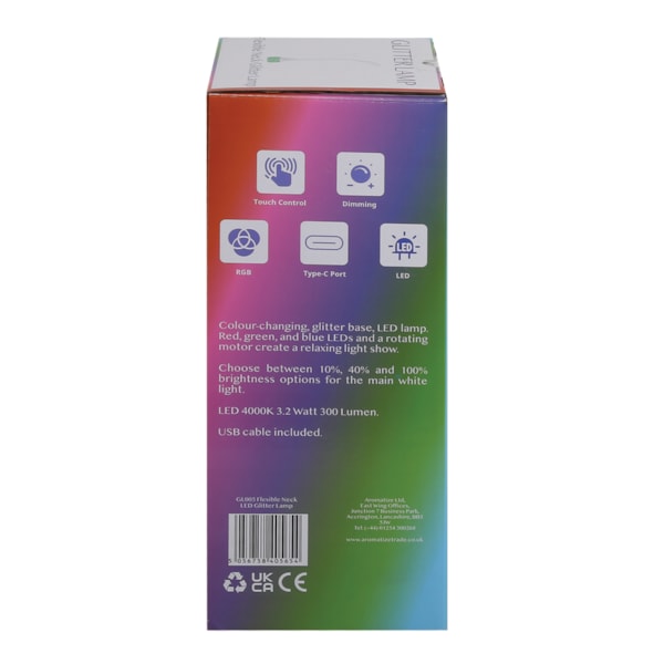 Flexible Neck LED Colour Changing Glitter Lamp 10 x 50cm Flexible Neck LED Colour Changing Glitter Lamp 10 x 50cm