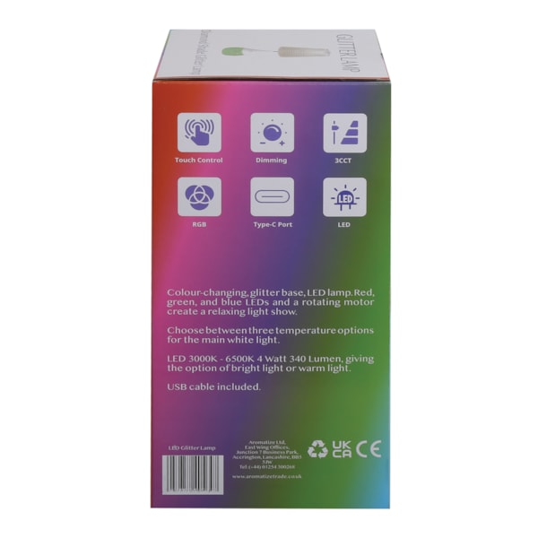 Pleated Shade LED Colour Changing Glitter Lamp 15 x 28cm Pleated Shade LED Colour Changing Glitter Lamp 15 x 28cm