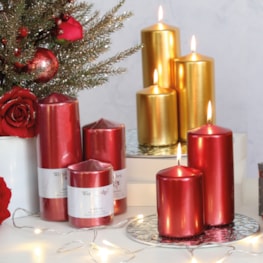 Red Metallic Unscented Pillar Candle 10x7cm Red Metallic Unscented Pillar Candle 10x7cm