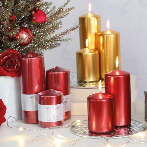 Red Metallic Unscented Pillar Candle 20x7cm Red Metallic Unscented Pillar Candle 20x7cm