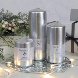 Silver Metallic Unscented Pillar Candle 20x7cm Silver Metallic Unscented Pillar Candle 20x7cm