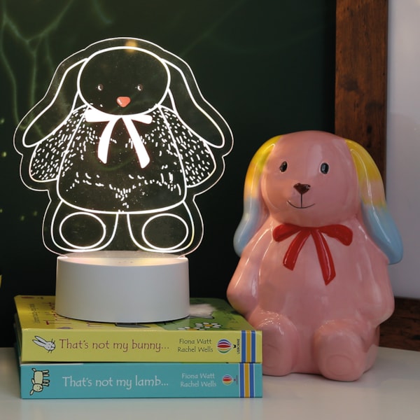 Teddy Bear and Rabbit 2 in 1 Acrylic Lamp 21cm Teddy Bear and Rabbit 2 in 1 Acrylic Lamp 21cm