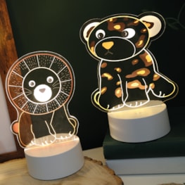 Lion and Leopard 2 in 1 Acrylic Lamp 21cm Lion and Leopard 2 in 1 Acrylic Lamp 21cm