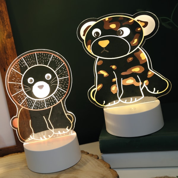 Lion and Leopard 2 in 1 Acrylic Lamp 21cm Lion and Leopard 2 in 1 Acrylic Lamp 21cm