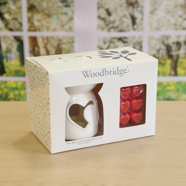 Woodbridge Wax Melts & Tealight Melter Set – Warm Hearts Woodbridge Wax Melts & Tealight Melter Set – Warm Hearts