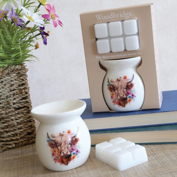 Woodbridge Wax Melts & Tealight Melter Set – Highland Cow