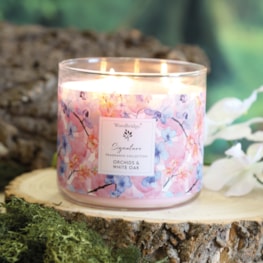 Orchids & White Oak Wax Tumbler Candle Jar by Woodbridge 410g Orchids & White Oak Wax Tumbler Candle Jar by Woodbridge 410g