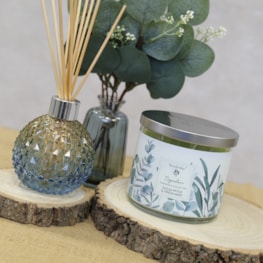 Eucalyptus & Fresh Mint Wax Tumbler Candle Jar by Woodbridge 410g Eucalyptus & Fresh Mint Wax Tumbler Candle Jar by Woodbridge 410g