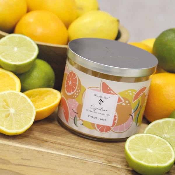 Citrus Twist Wax Tumbler Candle Jar by Woodbridge 410g Citrus Twist Wax Tumbler Candle Jar by Woodbridge 410g