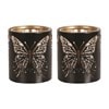 Votive Holder Metal Silhouette – Black and Gold Butterfly set of two Votive Holder Metal Silhouette – Black and Gold Butterfly set of two