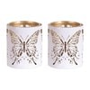Votive Holder Metal Silhouette – White and Gold Butterfly set of two Votive Holder Metal Silhouette – White and Gold Butterfly set of two