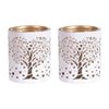 Votive Holder Metal Silhouette – White and Gold Heart Tree set of two Votive Holder Metal Silhouette – White and Gold Heart Tree set of two